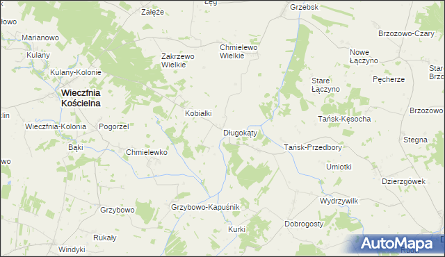 mapa Długokąty gmina Wieczfnia Kościelna, Długokąty gmina Wieczfnia Kościelna na mapie Targeo