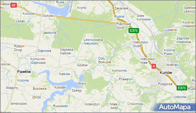 mapa Doły Biskupie, Doły Biskupie na mapie Targeo