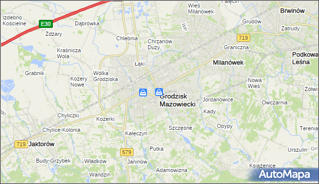 mapa Grodzisk Mazowiecki, Grodzisk Mazowiecki na mapie Targeo