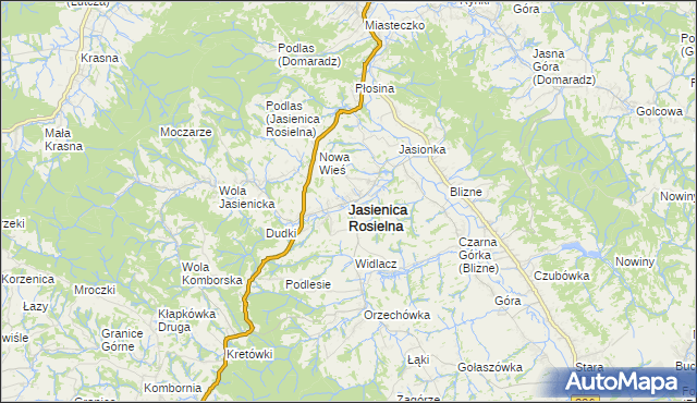 mapa Jasienica Rosielna, Jasienica Rosielna na mapie Targeo