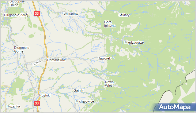 mapa Jaworek gmina Międzylesie, Jaworek gmina Międzylesie na mapie Targeo