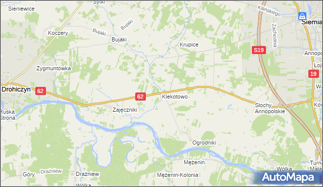 mapa Klekotowo gmina Siemiatycze, Klekotowo gmina Siemiatycze na mapie Targeo