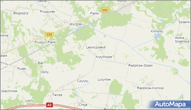 mapa Krzymosze, Krzymosze na mapie Targeo