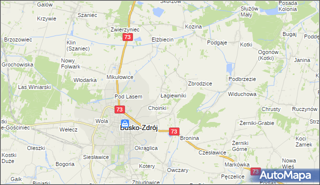 mapa Łagiewniki gmina Busko-Zdrój, Łagiewniki gmina Busko-Zdrój na mapie Targeo