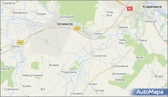 mapa Łowkowice gmina Strzeleczki, Łowkowice gmina Strzeleczki na mapie Targeo