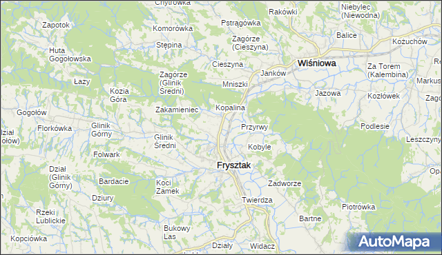 mapa Pułanki gmina Frysztak, Pułanki gmina Frysztak na mapie Targeo