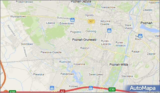 mapa Raszyn gmina Poznań, Raszyn gmina Poznań na mapie Targeo