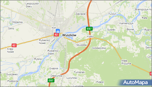 mapa Skuszew, Skuszew na mapie Targeo