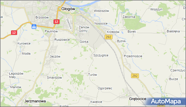 mapa Szczyglice gmina Głogów, Szczyglice gmina Głogów na mapie Targeo