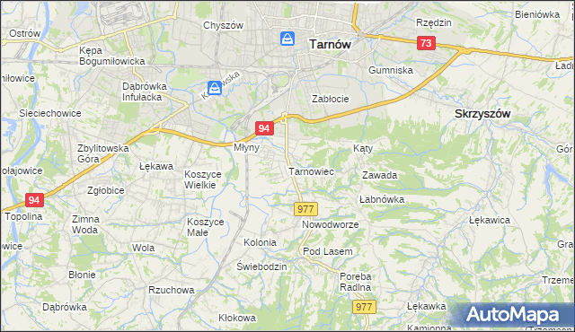 mapa Tarnowiec gmina Tarnów, Tarnowiec gmina Tarnów na mapie Targeo