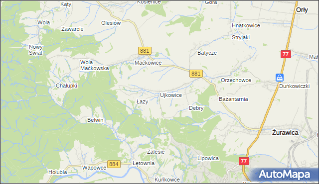 mapa Ujkowice, Ujkowice na mapie Targeo