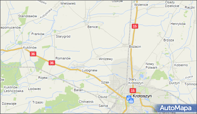 mapa Wróżewy, Wróżewy na mapie Targeo