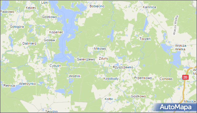 mapa Zduny gmina Biały Bór, Zduny gmina Biały Bór na mapie Targeo