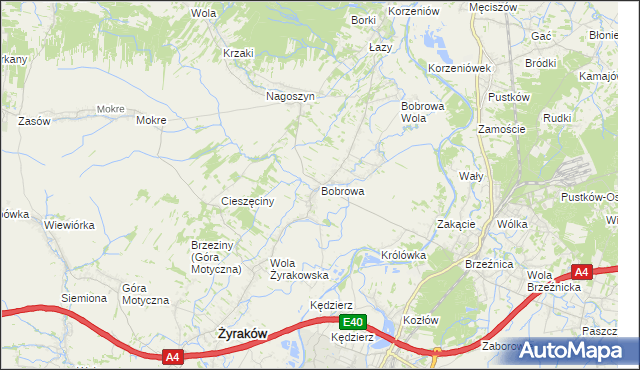 mapa Bobrowa gmina Żyraków, Bobrowa gmina Żyraków na mapie Targeo