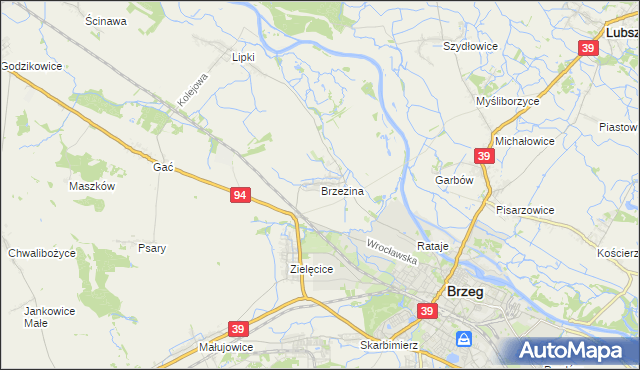 mapa Brzezina gmina Skarbimierz, Brzezina gmina Skarbimierz na mapie Targeo