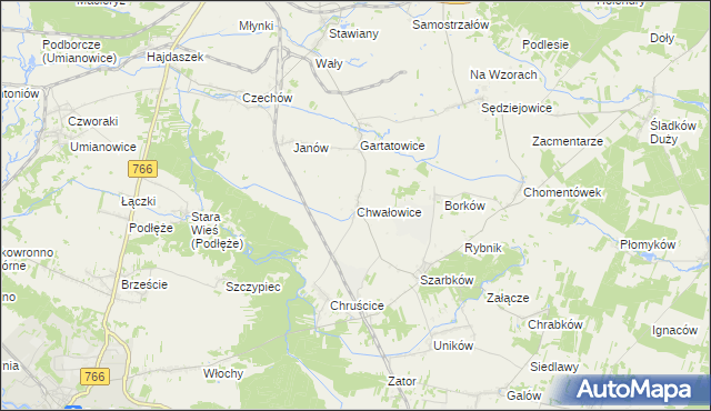 mapa Chwałowice gmina Pińczów, Chwałowice gmina Pińczów na mapie Targeo