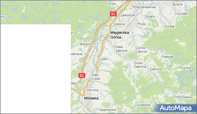 mapa Cisiec, Cisiec na mapie Targeo