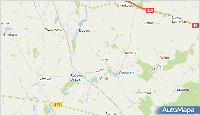 mapa Pluty gmina Szydłowo, Pluty gmina Szydłowo na mapie Targeo