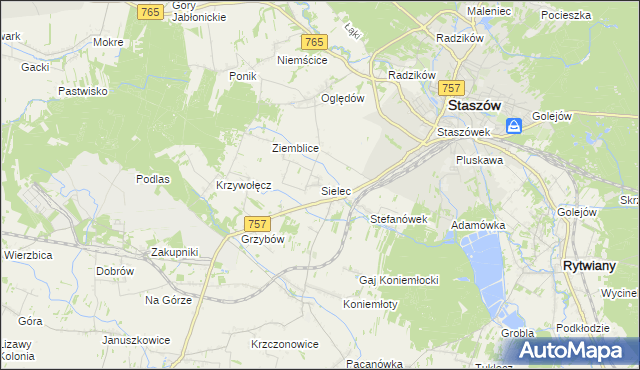 mapa Sielec gmina Staszów, Sielec gmina Staszów na mapie Targeo