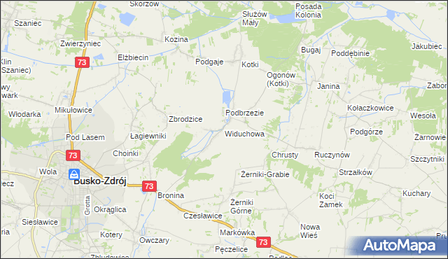 mapa Widuchowa gmina Busko-Zdrój, Widuchowa gmina Busko-Zdrój na mapie Targeo