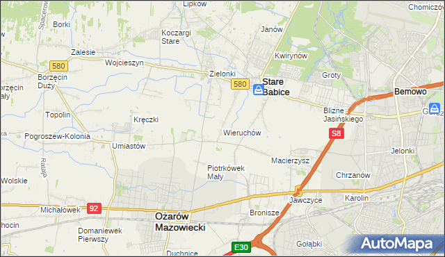 mapa Wieruchów, Wieruchów na mapie Targeo