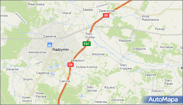 mapa Wiktorów gmina Radzymin, Wiktorów gmina Radzymin na mapie Targeo