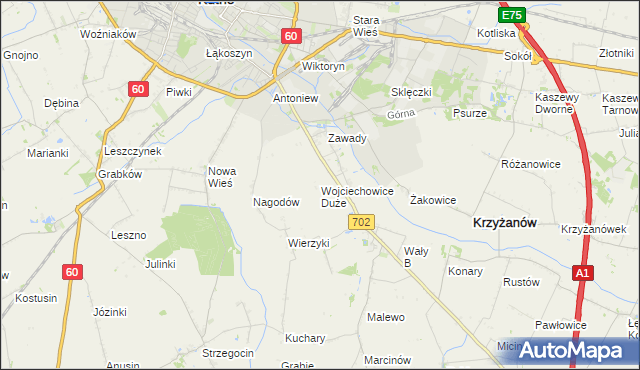 mapa Wojciechowice Duże, Wojciechowice Duże na mapie Targeo