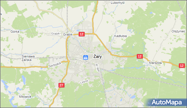 mapa Żary, Żary na mapie Targeo