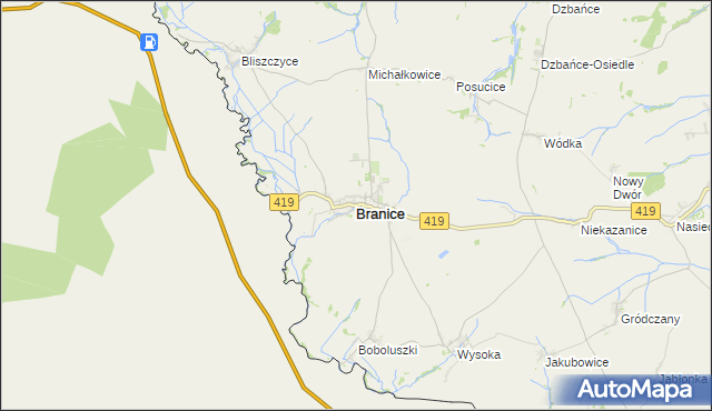 mapa Branice powiat głubczycki, Branice powiat głubczycki na mapie Targeo