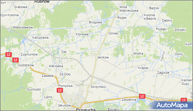 mapa Janików gmina Przysucha, Janików gmina Przysucha na mapie Targeo