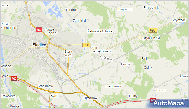 mapa Stok Lacki, Stok Lacki na mapie Targeo