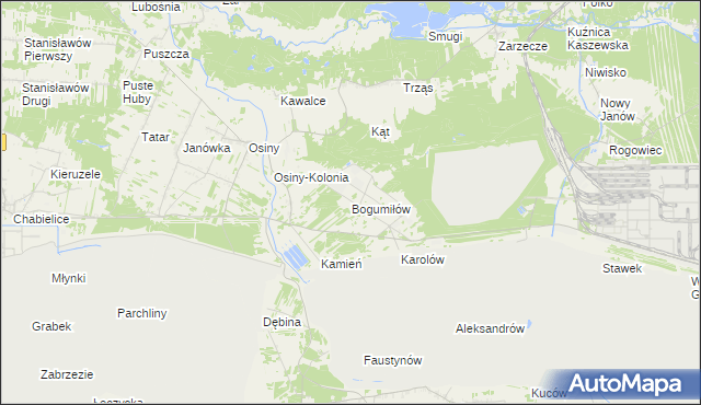 mapa Bogumiłów gmina Kleszczów, Bogumiłów gmina Kleszczów na mapie Targeo