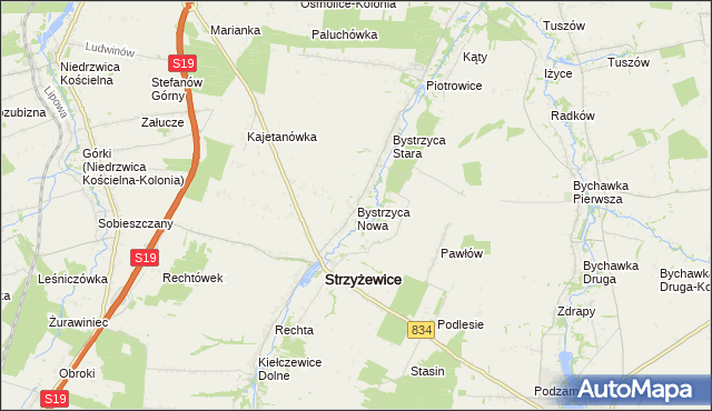 mapa Bystrzyca Nowa, Bystrzyca Nowa na mapie Targeo