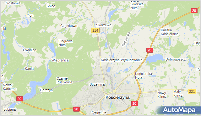 mapa Kościerzyna-Wybudowanie, Kościerzyna-Wybudowanie na mapie Targeo