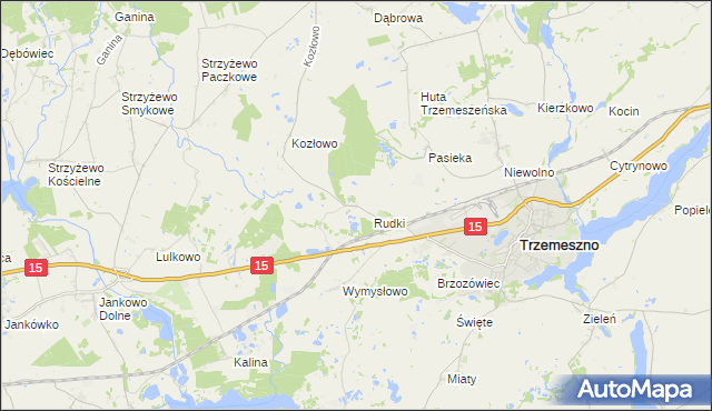 mapa Kozłówko gmina Trzemeszno, Kozłówko gmina Trzemeszno na mapie Targeo