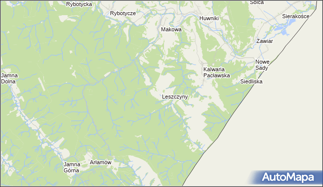 mapa Leszczyny gmina Fredropol, Leszczyny gmina Fredropol na mapie Targeo