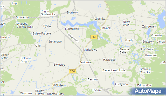 mapa Marianowo gmina Sompolno, Marianowo gmina Sompolno na mapie Targeo