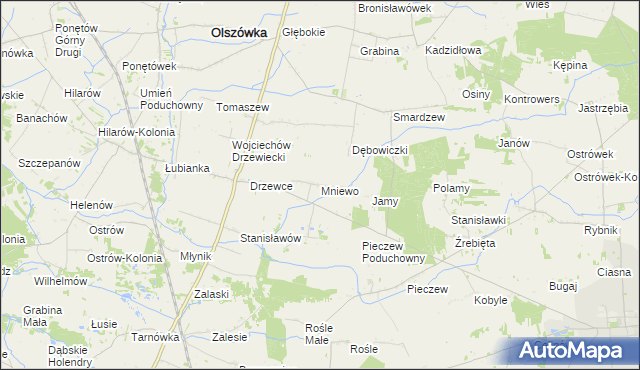 mapa Mniewo, Mniewo na mapie Targeo