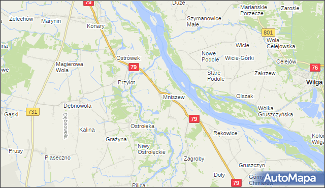 mapa Mniszew gmina Magnuszew, Mniszew gmina Magnuszew na mapie Targeo