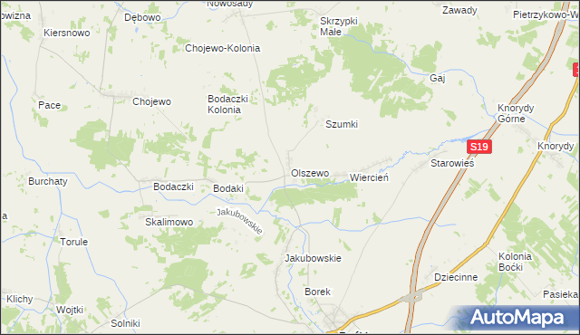 mapa Olszewo gmina Boćki, Olszewo gmina Boćki na mapie Targeo