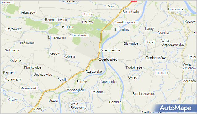 mapa Opatowiec powiat kazimierski, Opatowiec powiat kazimierski na mapie Targeo