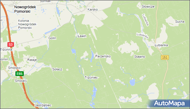 mapa Parzeńsko, Parzeńsko na mapie Targeo