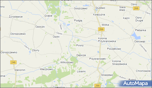 mapa Pinino gmina Aleksandrów Kujawski, Pinino gmina Aleksandrów Kujawski na mapie Targeo