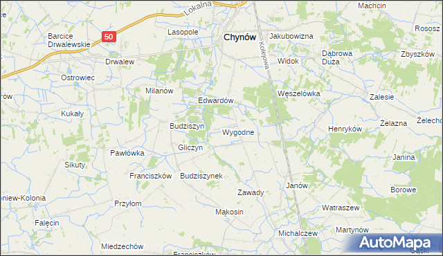 mapa Wygodne, Wygodne na mapie Targeo