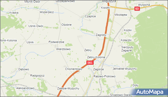 mapa Żebry gmina Śniadowo, Żebry gmina Śniadowo na mapie Targeo