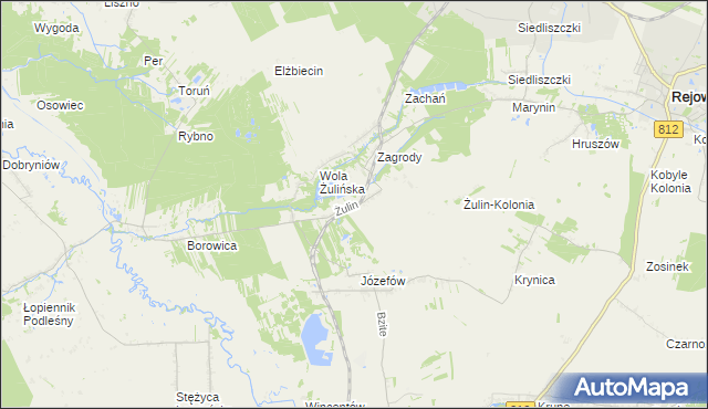 mapa Żulin gmina Łopiennik Górny, Żulin gmina Łopiennik Górny na mapie Targeo