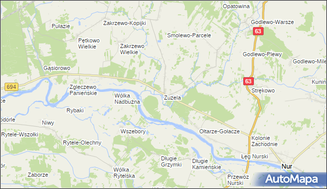 mapa Zuzela, Zuzela na mapie Targeo