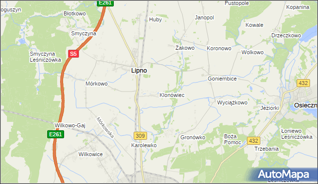 mapa Klonówiec, Klonówiec na mapie Targeo