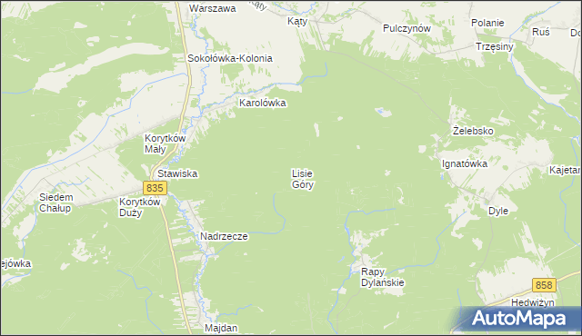 mapa Lisie Góry, Lisie Góry na mapie Targeo