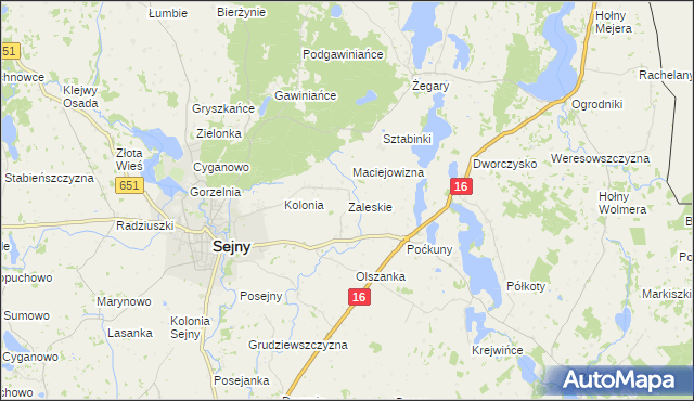 mapa Zaleskie gmina Sejny, Zaleskie gmina Sejny na mapie Targeo